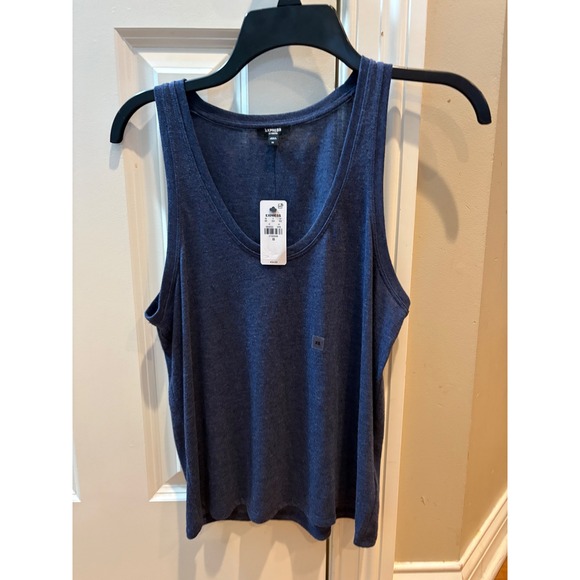 New Express Blue Tank Top Sleeveless Casual Slim Fit V Neck XS - Picture 1 of 7